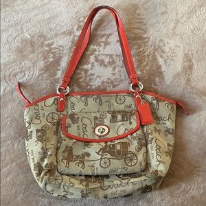 Brown with red trim Coach bag